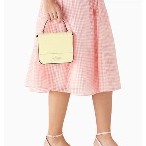 $299 Kate Spade Staci Saffiano Leather Lemon Fondant Square CB Small Crossbody